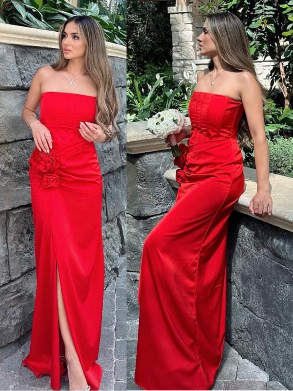 NBD Jake Strapless Bustier Gown Red NEW With tag